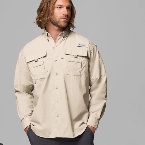 Mens Columbia PFG Bahama tan Long sleeve shirt size 3x EUC - Picture 1 of 16